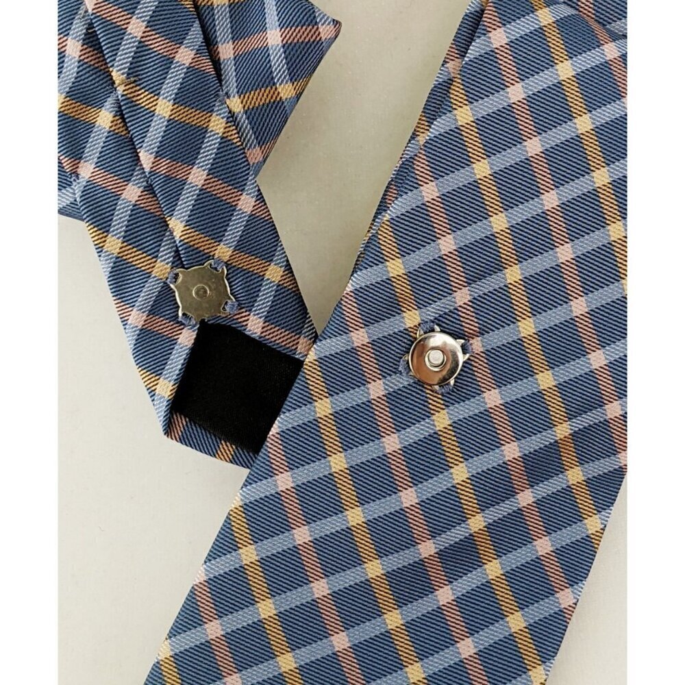 Ogsplosh Blue Plaid Slim Unisex Ascot Made From Repurposed Necktie NEW - Picture 3 of 6